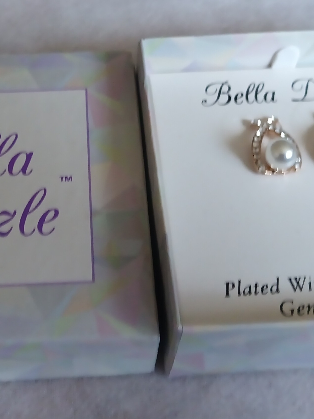 BELLA DAZZLE PLATED GENUINE CRYSTAL PEARL & RHINESTONE EARRINGS